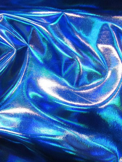 Ultra Holographic Glossy Patent Spandex Vinyl Fabric / Royal Blue / Sold By The Yard