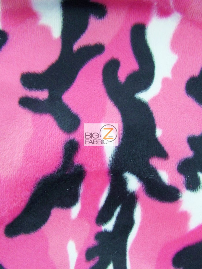 Pink Velboa Animal Camouflage Short Pile Fabric / By The Roll - 25 Yards