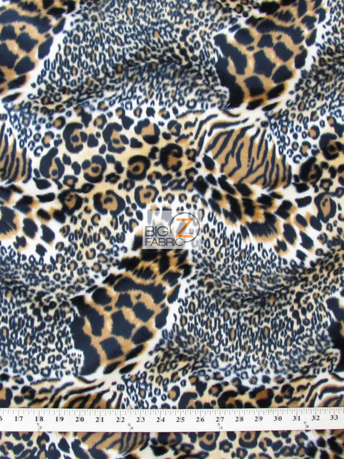 Brown Tiger/Leopard Hybrid Velboa Tiger Animal Short Pile Fabric / Sold By The Yard