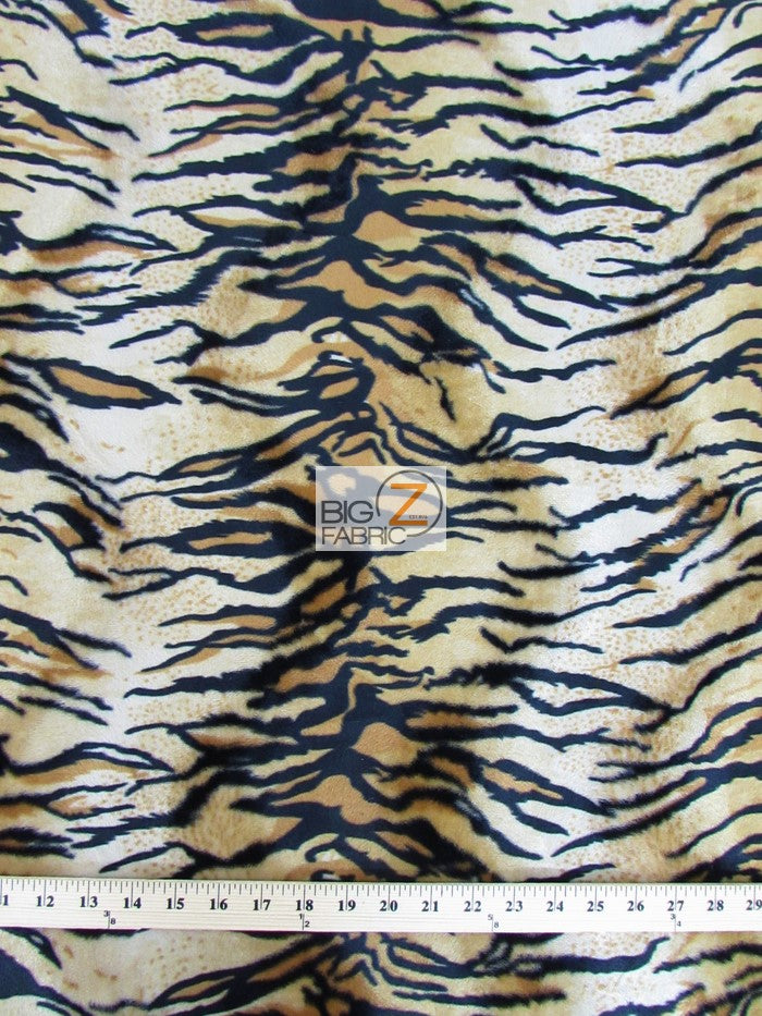 Siberian Tiger Velboa Tiger Animal Short Pile Fabric / Sold By The Yard