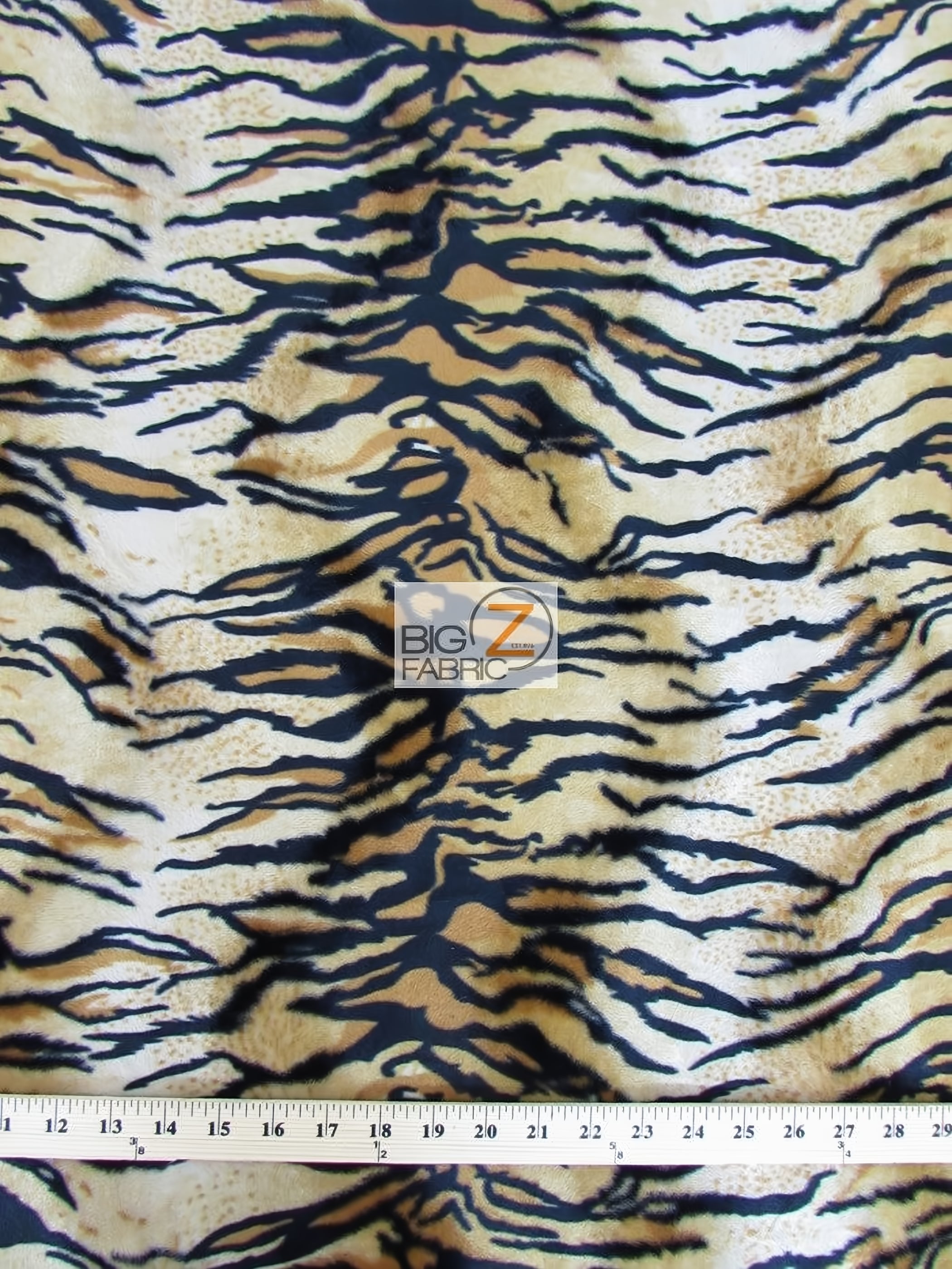 Siberian Tiger Velboa Tiger Animal Short Pile Fabric / Sold By The Yard