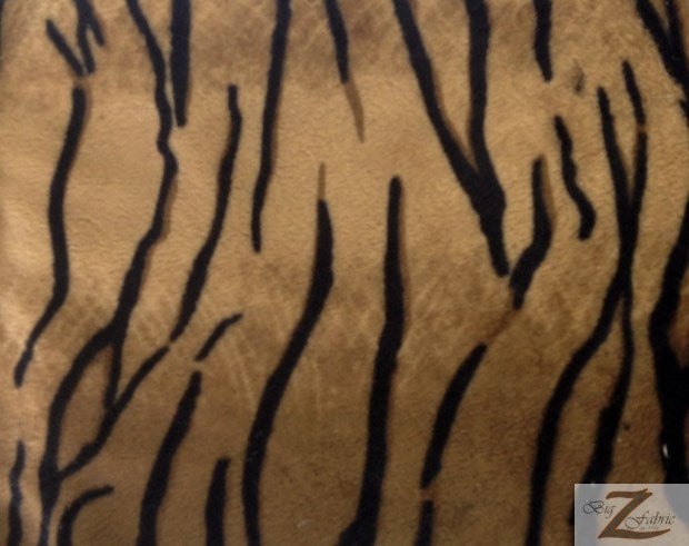 Brown Velboa Tiger Animal Short Pile Fabric / Sold By The Yard