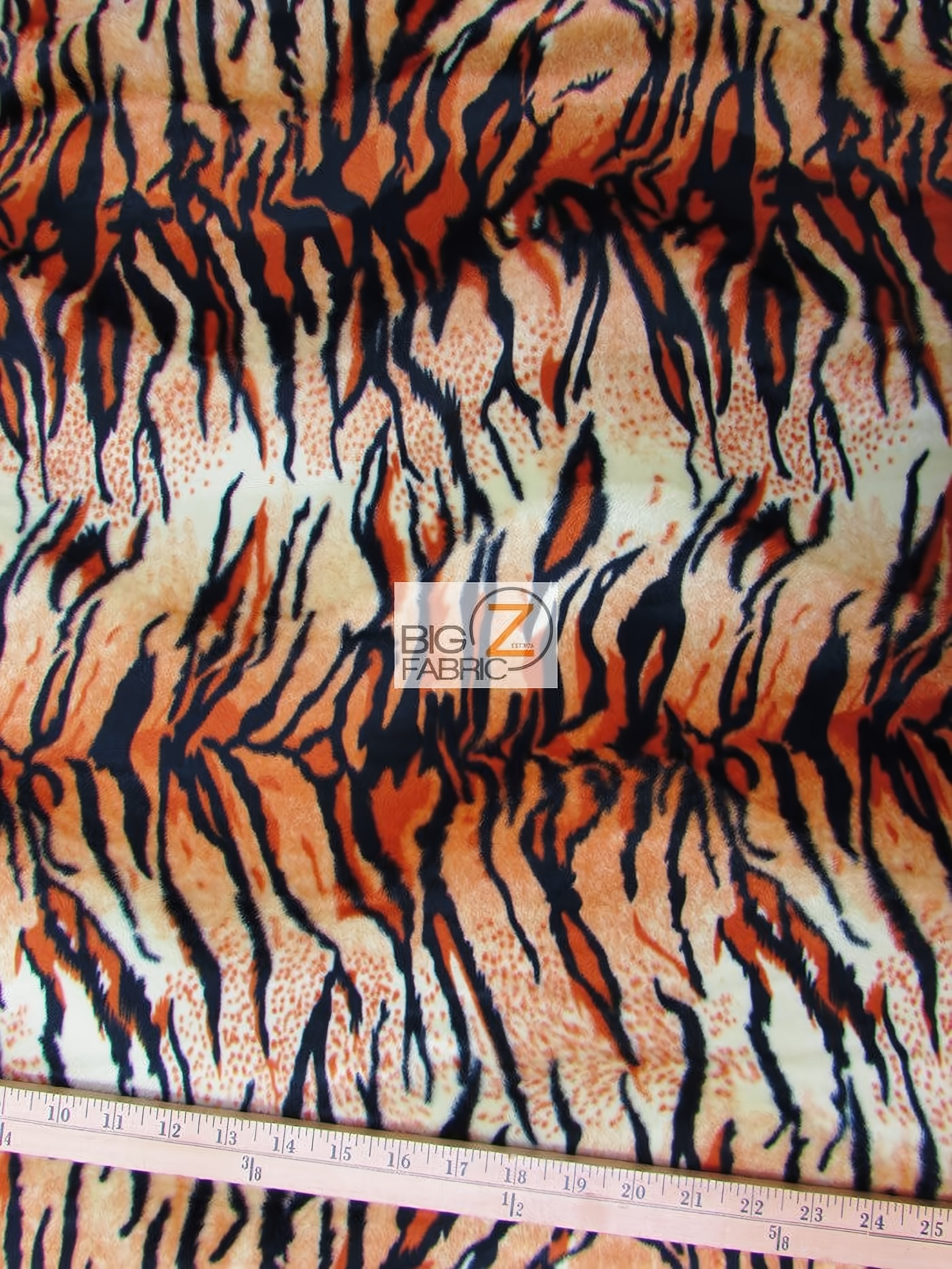 Orange Velboa Tiger Animal Short Pile Fabric / By The Roll - 25 Yards