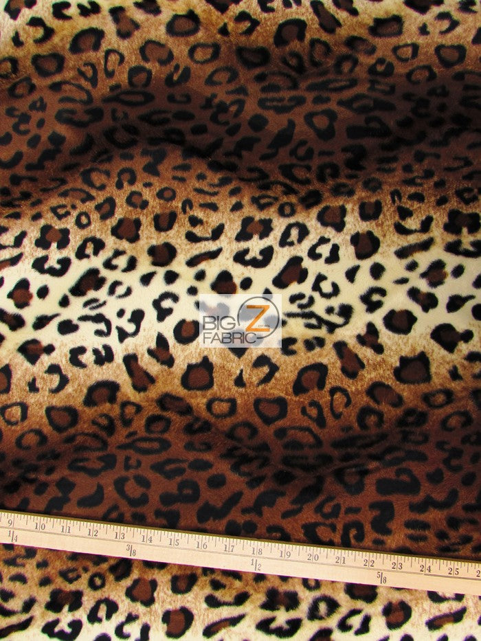 Brown/Light Brown Velboa Leopard Animal Short Pile Fabric / By The Roll - 50 Yards