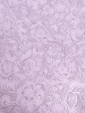 Vintage Western Floral Pu Leather Fabric / Lavender / By The Roll - 30 Yards