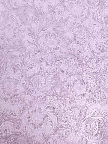 Vintage Western Floral Pu Leather Fabric / Lavender / By The Roll - 30 Yards