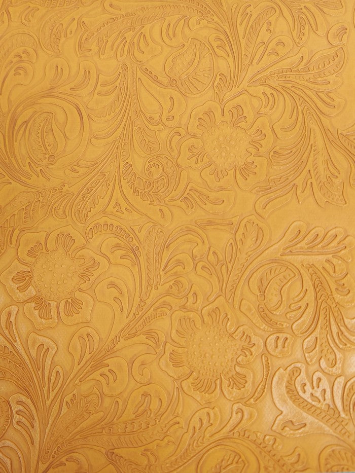 Mustard Vintage Western Floral Pu Leather Fabric