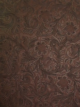 Brown Vintage Western Floral Pu Leather Fabric / Sold By The Yard