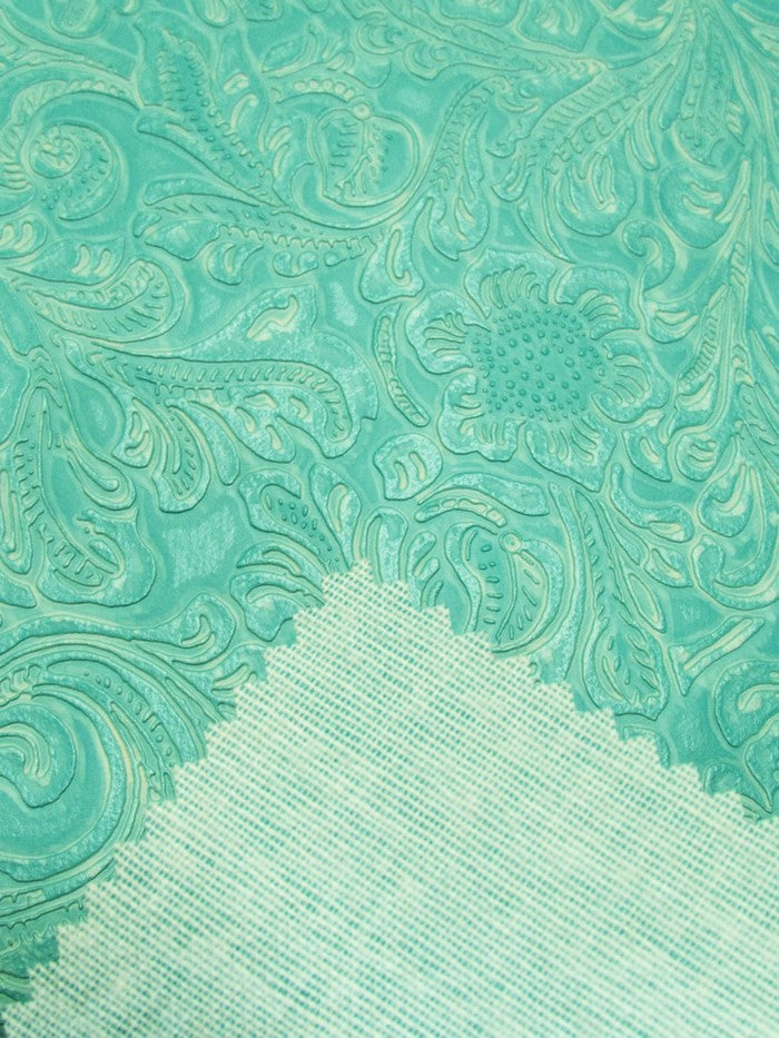 Turquoise Vintage Western Floral Pu Leather Fabric / Sold By The Yard-5