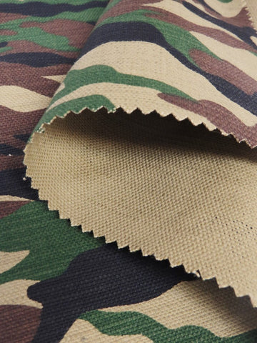 Camo Front w/ Khaki Backing Canvas Fabric/ 100% Cotton / 14.25oz - 0