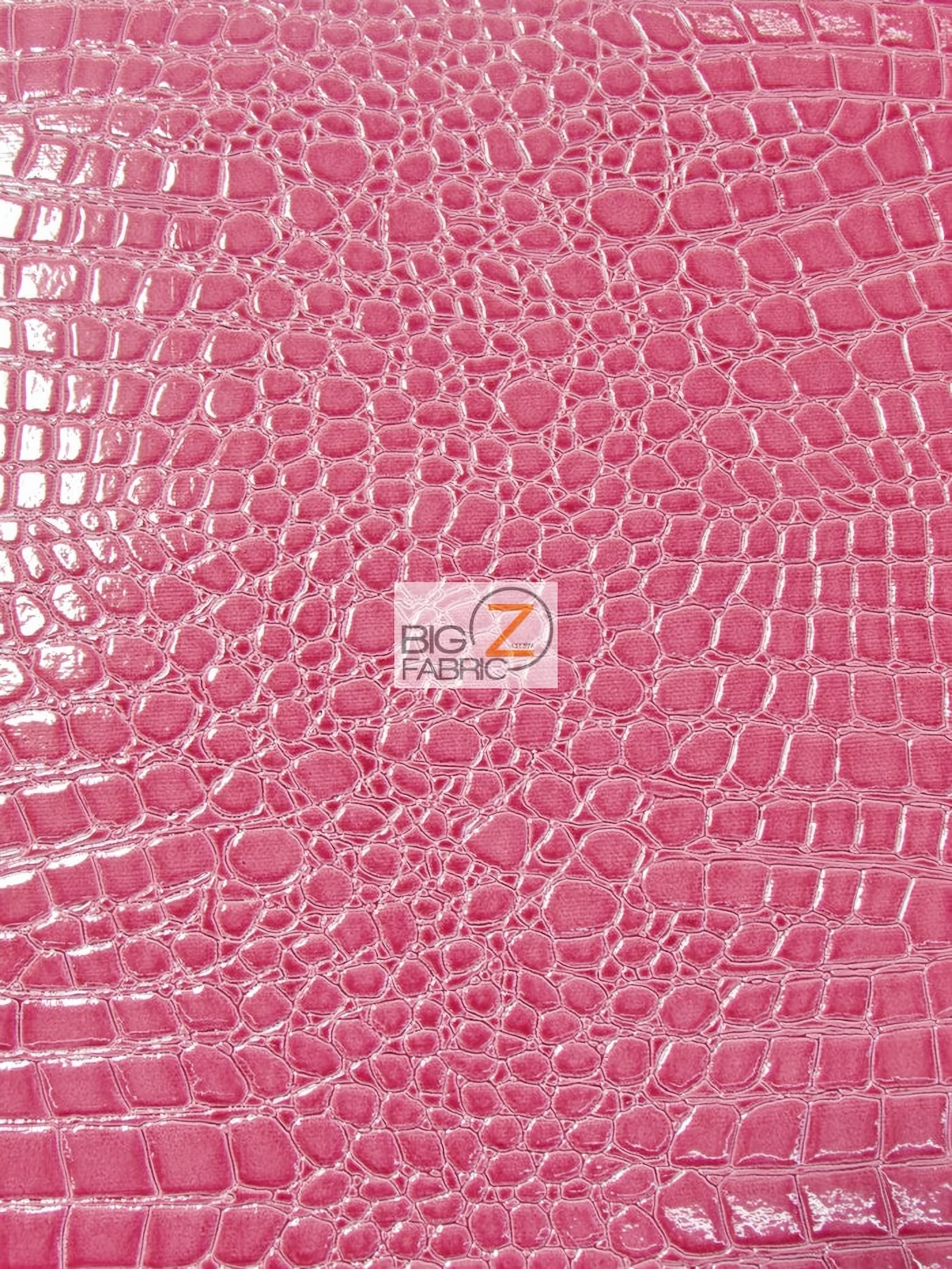 Vinyl Faux Fake Leather Pleather Embossed Shiny Alligator Fabric / Fuchsia / By The Roll - 30 Yards