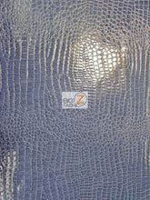 Navy Blue Vinyl Embossed Shiny Alligator Fabric / Sold By The Yard