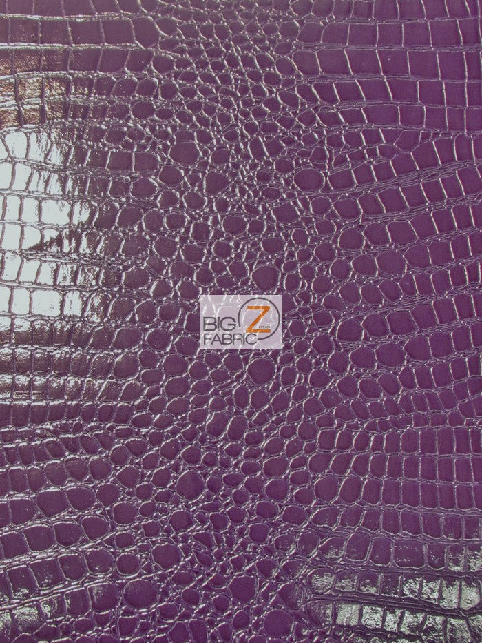 Purple Vinyl Embossed Shiny Alligator Fabric / Sold By The Yard