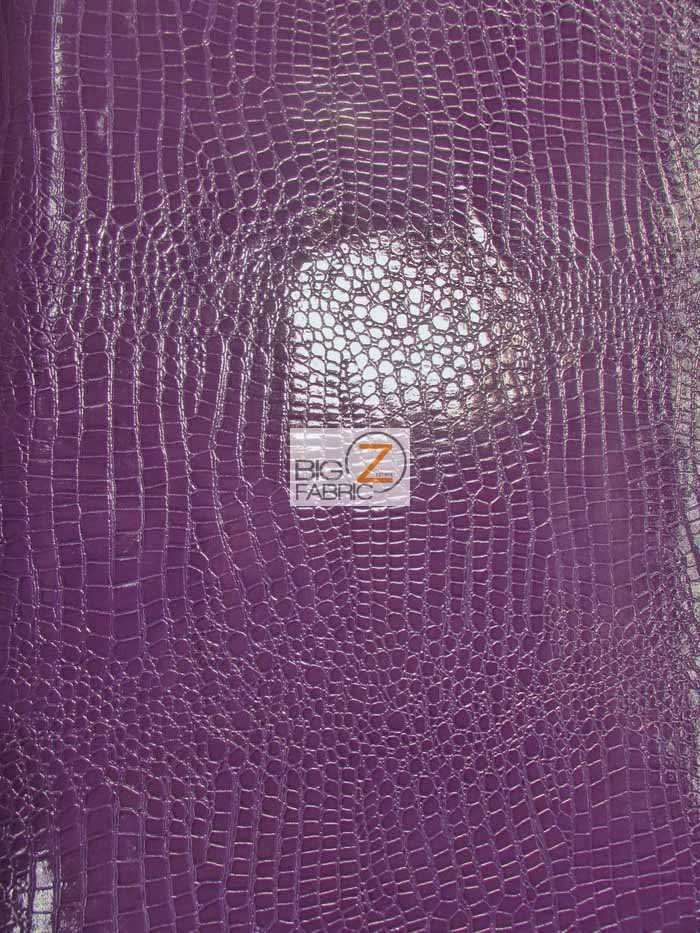 Purple Vinyl Embossed Shiny Alligator Fabric / Sold By The Yard - 0