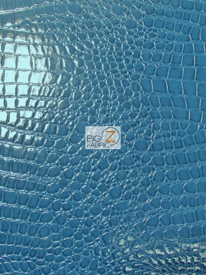 Royal Blue Vinyl Embossed Shiny Alligator Fabric / Sold By The Yard
