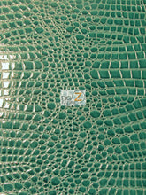 Turquoise Vinyl Embossed Shiny Alligator Fabric / Sold By The Yard