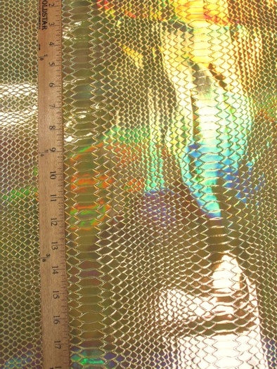 Viper Snake Holographic Embossed PVC Vinyl Fabric / Steel / Sold By The Yard