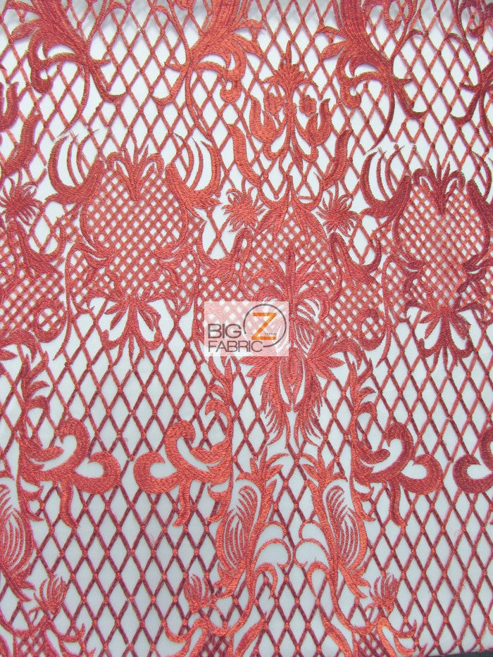 Wicked Checkered Dress Lace Fabric / Red / Sold By The Yard Closeout!!!