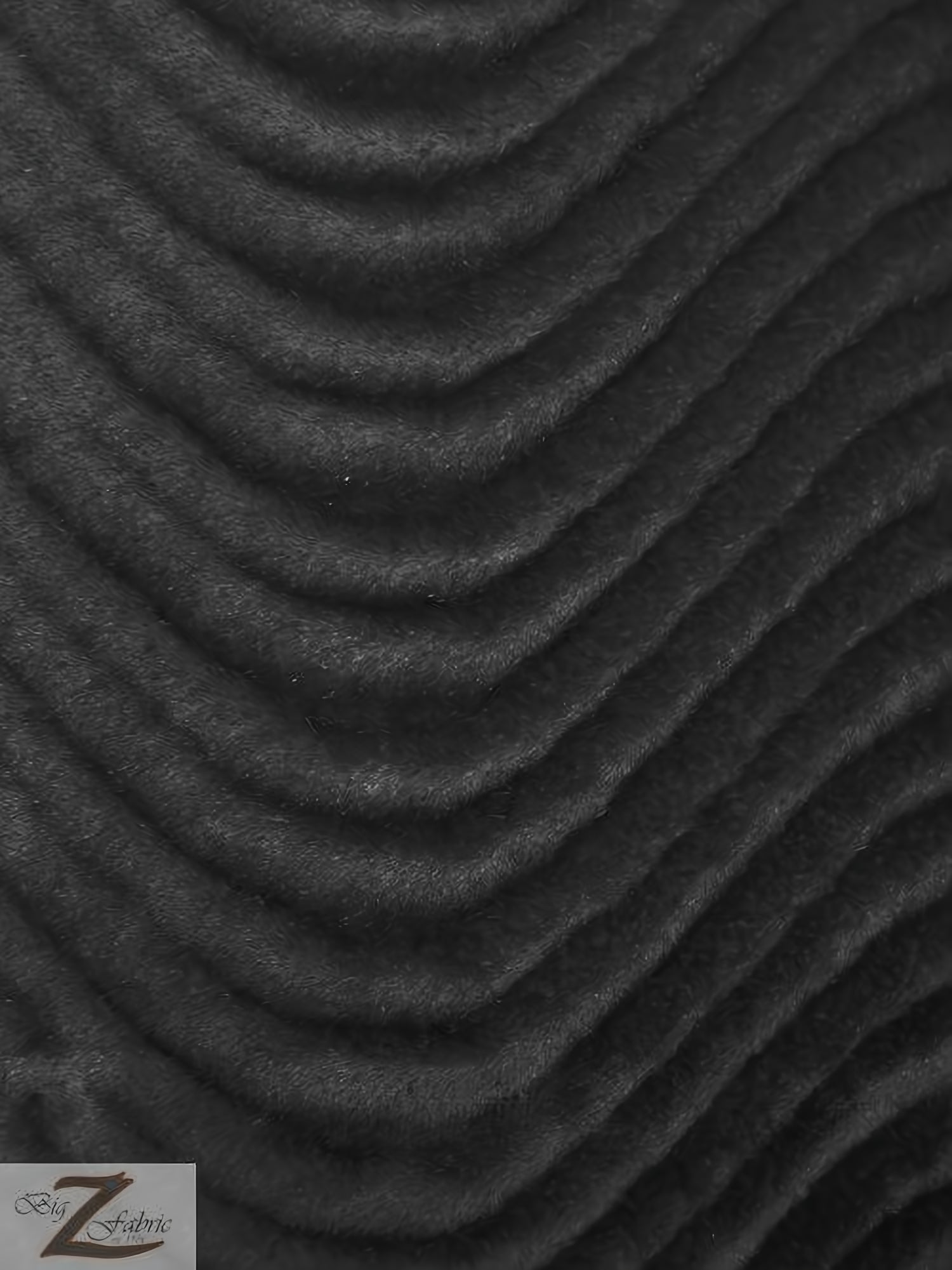 Wavy Swirl Flocking Velvet Upholstery Fabric / Black / Sold By The Yard Closeout!!!