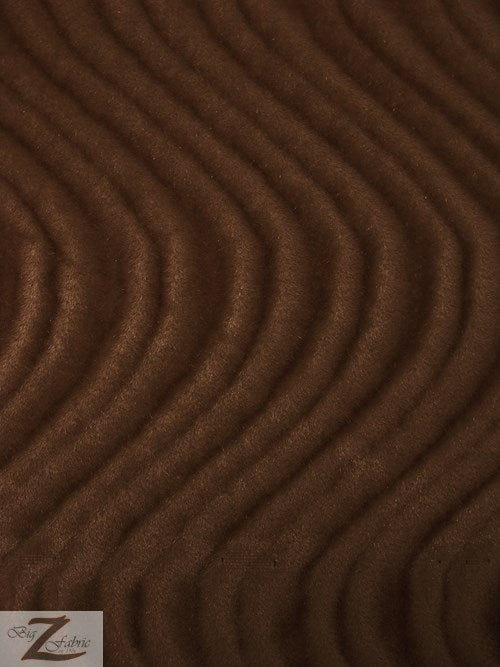 Wavy Swirl Flocking Velvet Upholstery Fabric / Brown / Sold By The Yard