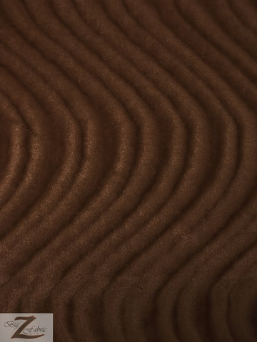 Wavy Swirl Flocking Velvet Upholstery Fabric / Brown / Sold By The Yard Closeout!!!