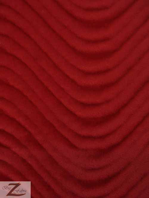 Wavy Swirl Flocking Velvet Upholstery Fabric / Burgundy / Sold By The Yard