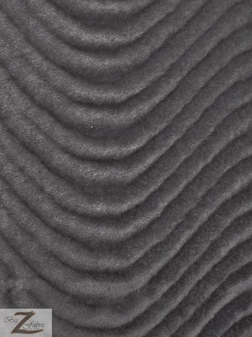 Wavy Swirl Flocking Velvet Upholstery Fabric / Charcoal / Sold By The Yard Closeout!!!