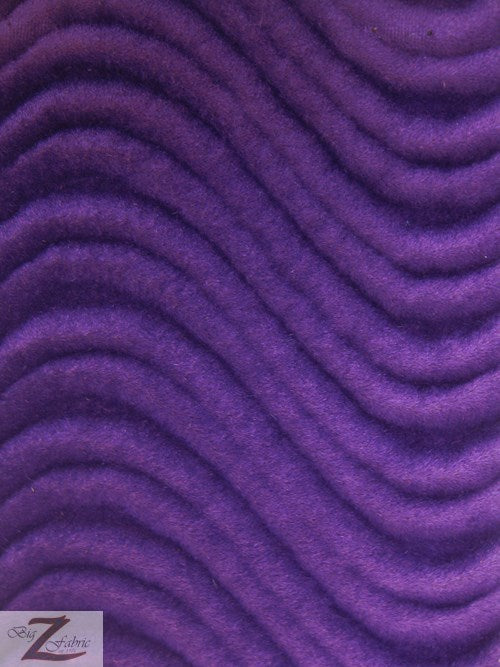 Wavy Swirl Flocking Velvet Upholstery Fabric / Purple / Sold By The Yard