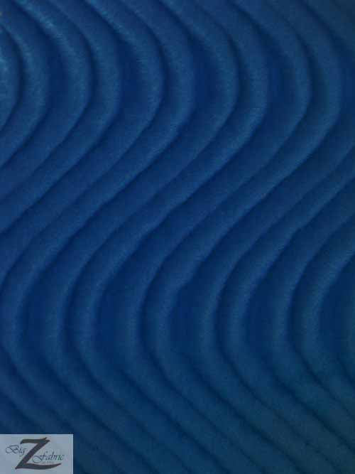 Wavy Swirl Flocking Velvet Upholstery Fabric / Royal Blue / Sold By The Yard