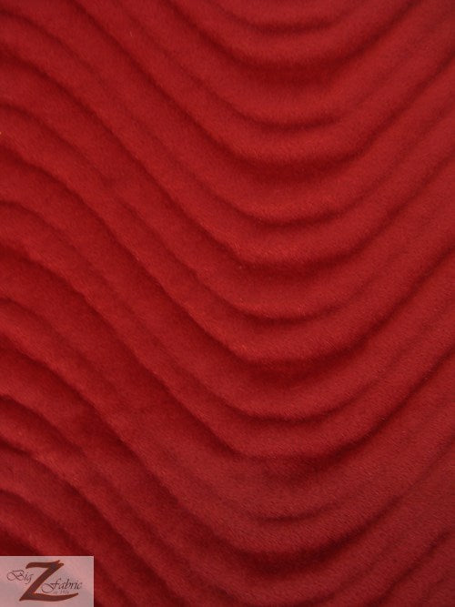 Wavy Swirl Flocking Velvet Upholstery Fabric / Ruby / Sold By The Yard