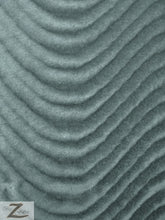 Wavy Swirl Flocking Velvet Upholstery Fabric / Silver / Sold By The Yard Closeout!!!