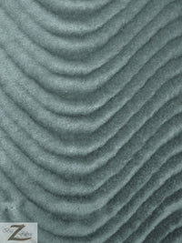 Wavy Swirl Flocking Velvet Upholstery Fabric / Silver / Sold By The Yard Closeout!!!