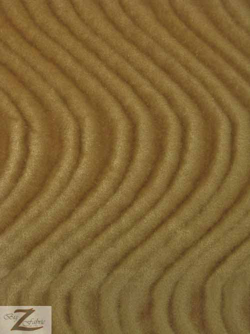 Wavy Swirl Flocking Velvet Upholstery Fabric / Taupe / Sold By The Yard