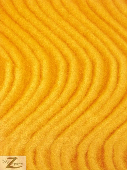 Wavy Swirl Flocking Velvet Upholstery Fabric / Yellow / Sold By The Yard