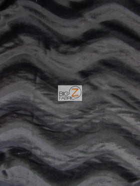 Black Velboa Solid Wavy Short Pile Fabric / Sold By The Yard - 0
