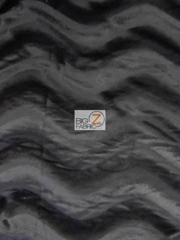 Black Velboa Solid Wavy Short Pile Fabric / Sold By The Yard - 0