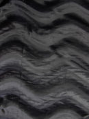 Black Velboa Solid Wavy Short Pile Fabric / By The Roll - 25 Yards-1