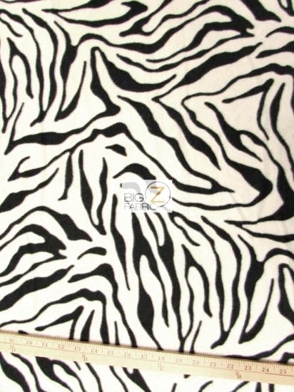 Fleece Printed Fabric Animal Zebra / White / Sold By The Yard