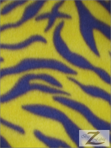 Fleece Printed Fabric Animal Zebra / Yellow/Purple Stripes / Sold By The Yard