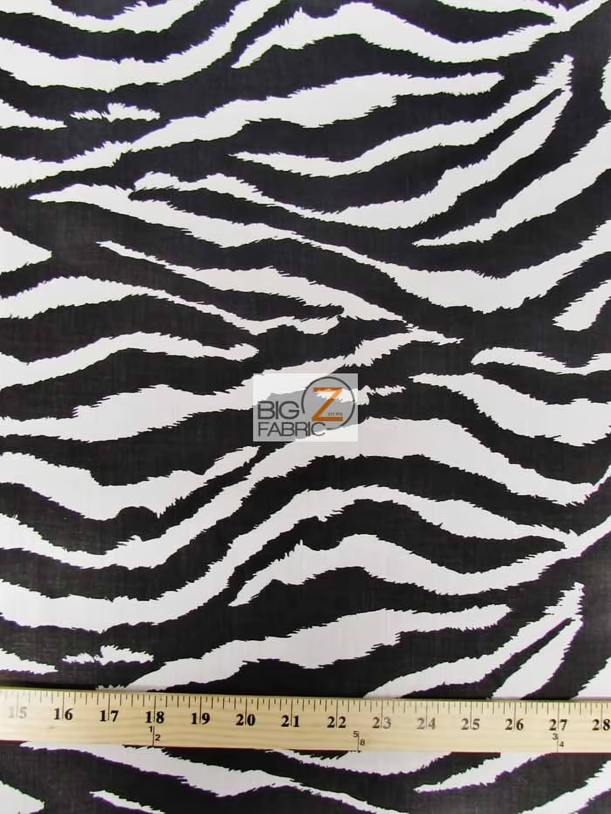 Poly Cotton Printed Fabric Animal Zebra / White / Sold By The Yard