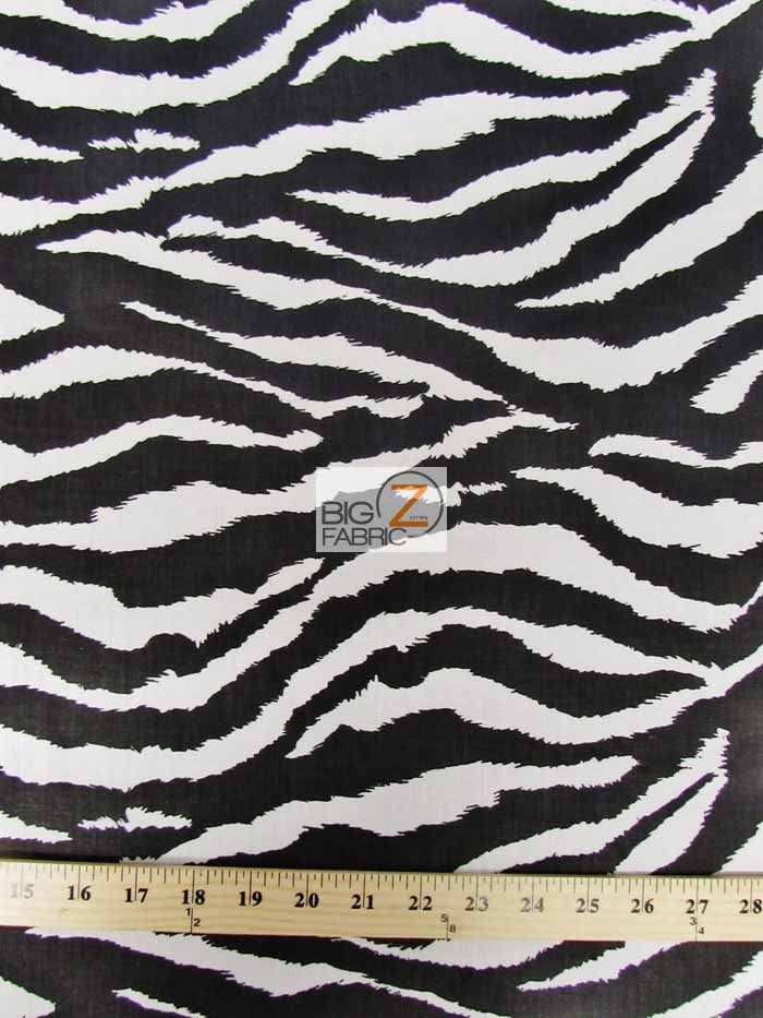 Poly Cotton Printed Fabric Animal Zebra / White / Sold By The Yard