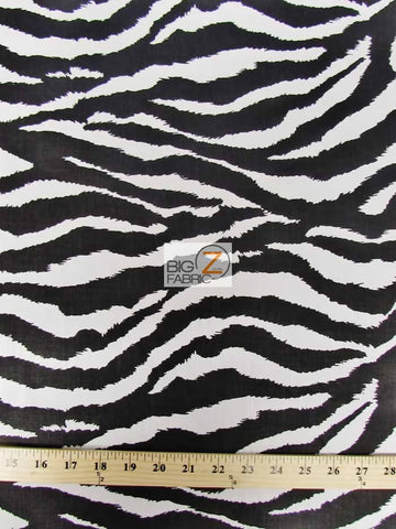Poly Cotton Printed Fabric Animal Zebra / White / Sold By The Yard