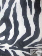 White/Black Big Strip Velboa Zebra Animal Short Pile Fabric / Sold By The Yard