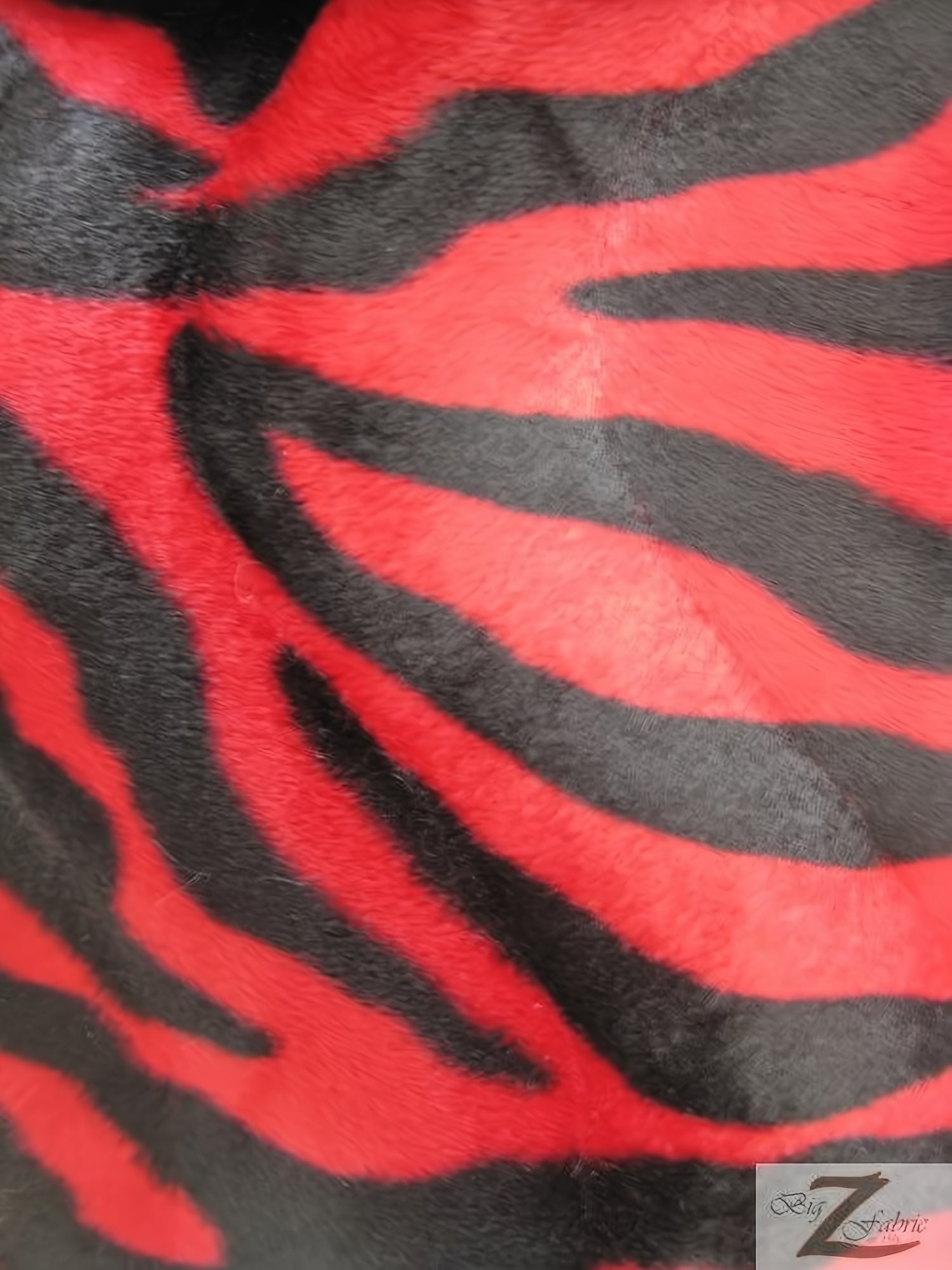 Red/Black Big Stripe Velboa Zebra Animal Short Pile Fabric / By The Roll - 50 Yards