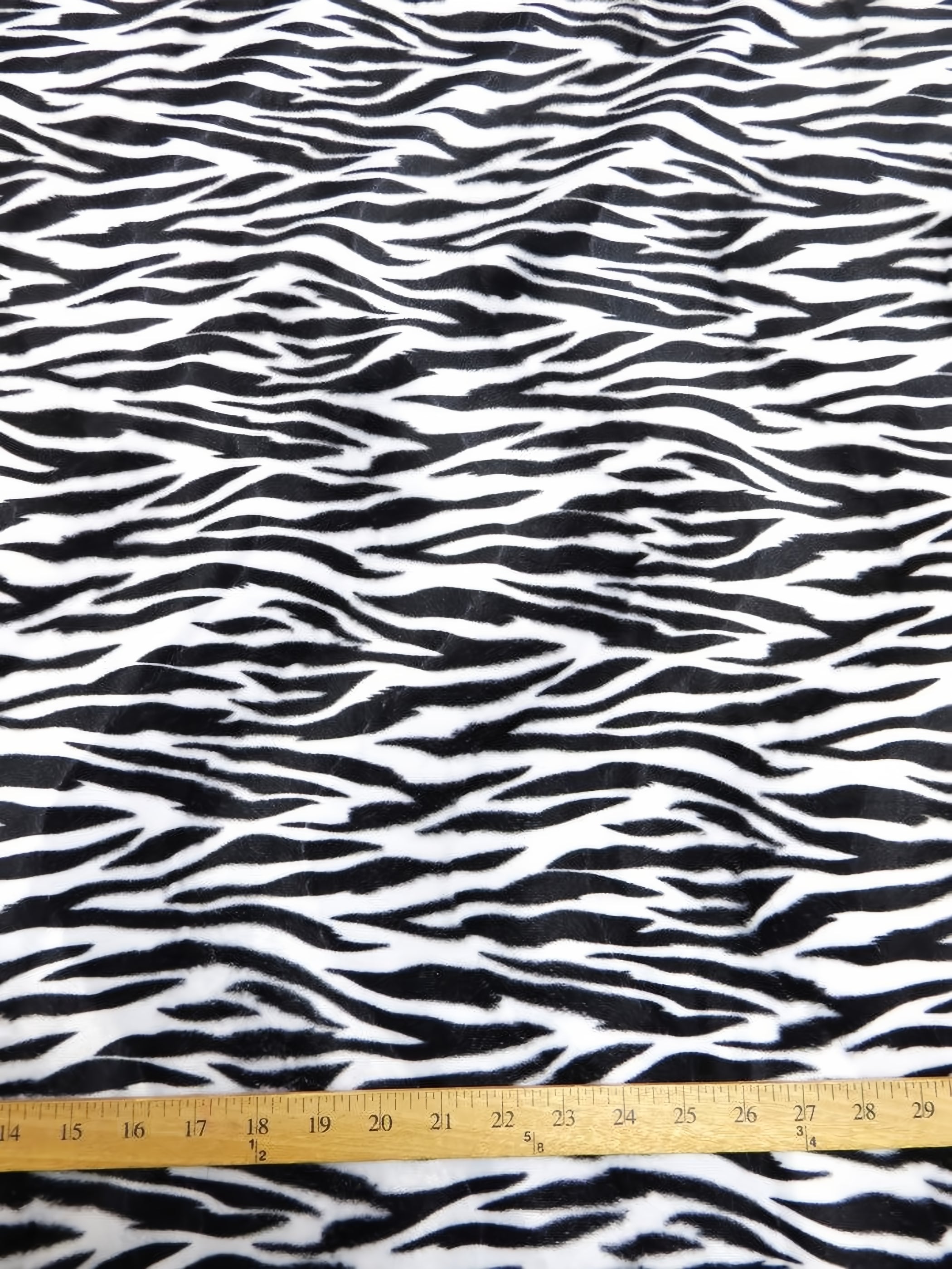 White/Black Small Stripe Velboa Zebra Animal Short Pile Fabric / By The Roll - 25 Yards