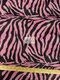 Pink/Black Big Stripe Velboa Zebra Animal Short Pile Fabric / Sold By The Yard
