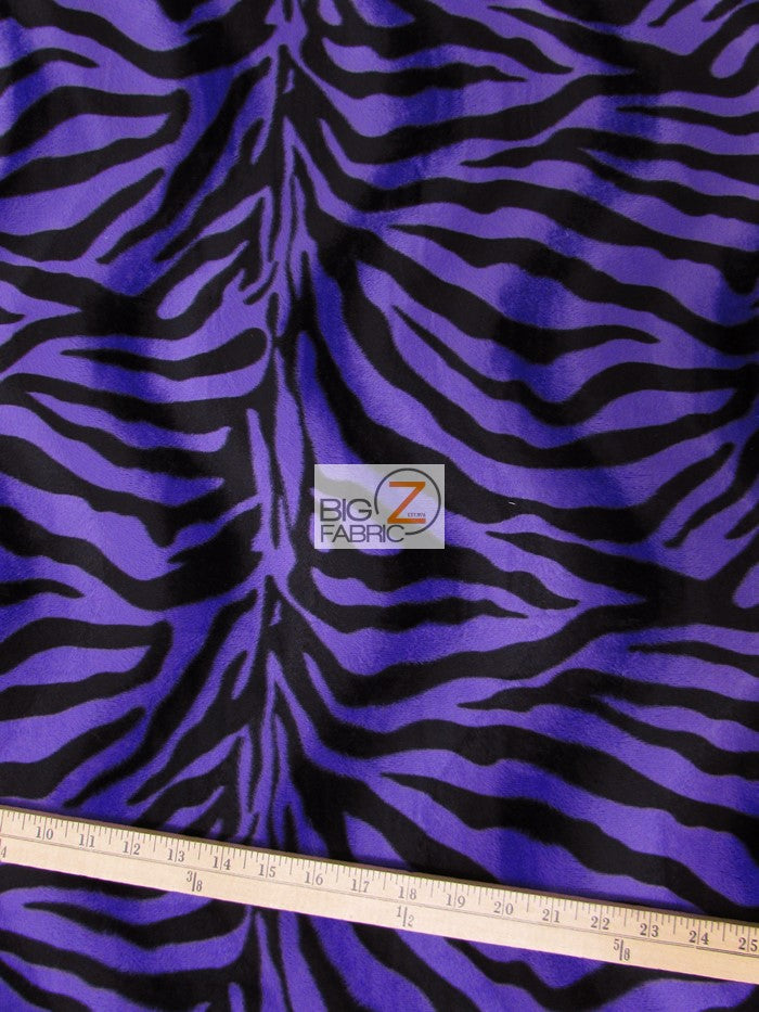 Purple/Black Stripe Velboa Zebra Animal Short Pile Fabric / By The Roll - 25 Yards
