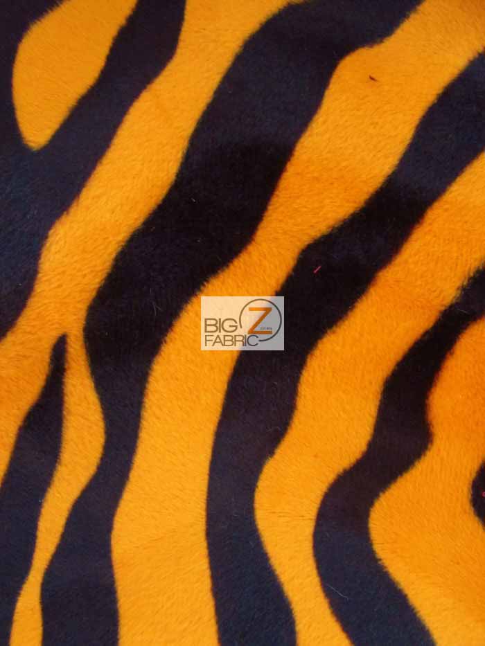 Orange/Black Big Strip Velboa Zebra Animal Short Pile Fabric / Sold By The Yard