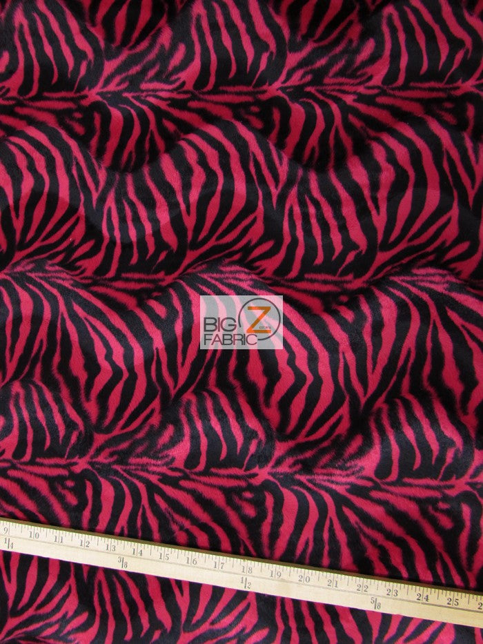 Red/Black Small Stripe Velboa Zebra Animal Short Pile Fabric / Sold By The Yard