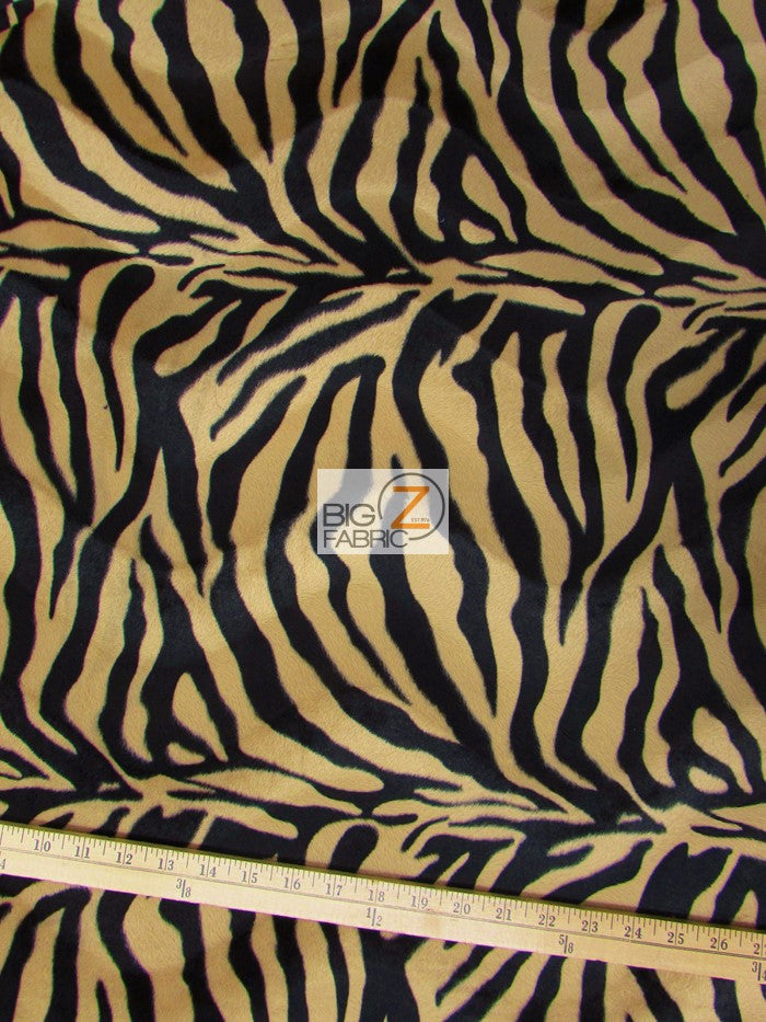 Sepia Brown/Black Stripe Velboa Zebra Animal Short Pile Fabric / Sold By The Yard